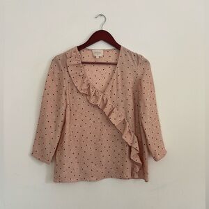 Sezane 100% Silk Polka Dot Blouse - Pink - Small